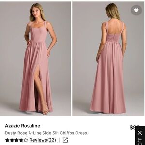 Azazie Dusty Rose Rosaline A-Line Chiffon Dress with Side Slit